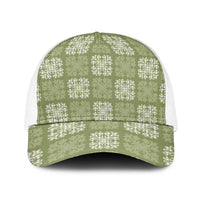 Vesuvian Green Palaka Quilt Hawaii Baseball Net Cap Traditional Hawaii-plaid Pattern - Polynesian Pride