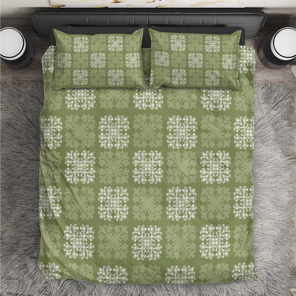 Vesuvian Green Palaka Quilt Hawaii Bedding Set Traditional Hawaii-plaid Pattern - Polynesian Pride