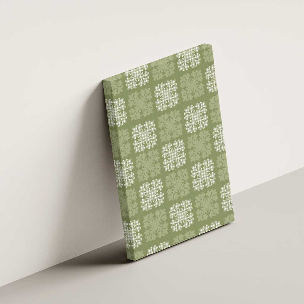 Vesuvian Green Palaka Quilt Hawaii Canvas Wall Art Traditional Hawaii-plaid Pattern - Polynesian Pride