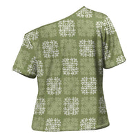 Vesuvian Green Palaka Quilt Hawaii Cross Shoulder Shirt Traditional Hawaii-plaid Pattern LT14 - Polynesian Pride