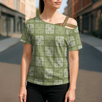 Vesuvian Green Palaka Quilt Hawaii Cross Shoulder Shirt Traditional Hawaii-plaid Pattern LT14 - Polynesian Pride