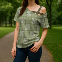 Vesuvian Green Palaka Quilt Hawaii Cross Shoulder Shirt Traditional Hawaii-plaid Pattern LT14 - Polynesian Pride