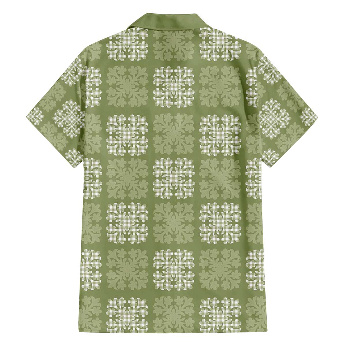 Vesuvian Green Palaka Quilt Hawaii Family Matching Off The Shoulder Long Sleeve Dress and Hawaiian Shirt Traditional Hawaii-plaid Pattern LT14 - Polynesian Pride