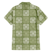 Vesuvian Green Palaka Quilt Hawaii Family Matching Off The Shoulder Long Sleeve Dress and Hawaiian Shirt Traditional Hawaii-plaid Pattern LT14 - Polynesian Pride