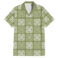 Vesuvian Green Palaka Quilt Hawaii Family Matching Off Shoulder Maxi Dress and Hawaiian Shirt Traditional Hawaii-plaid Pattern LT14 Dad's Shirt - Short Sleeve Vesuvian Green - Polynesian Pride