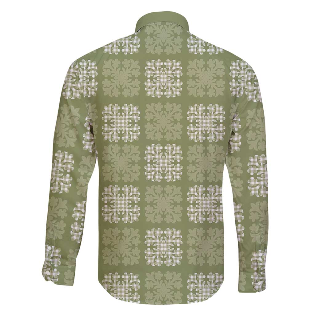 Vesuvian Green Palaka Quilt Hawaii Family Matching Off Shoulder Maxi Dress and Hawaiian Shirt Traditional Hawaii-plaid Pattern LT14 - Polynesian Pride