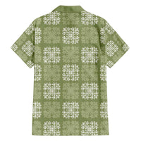 Vesuvian Green Palaka Quilt Hawaii Family Matching Off Shoulder Short Dress and Hawaiian Shirt Traditional Hawaii-plaid Pattern LT14 - Polynesian Pride