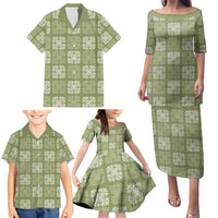 Vesuvian Green Palaka Quilt Hawaii Family Matching Puletasi and Hawaiian Shirt Traditional Hawaii-plaid Pattern LT14 - Polynesian Pride