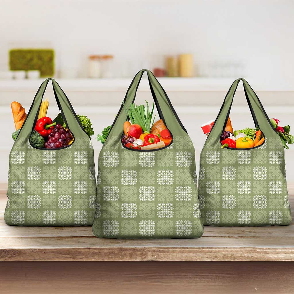 Vesuvian Green Palaka Quilt Hawaii Grocery Bag Traditional Hawaii-plaid Pattern - Polynesian Pride