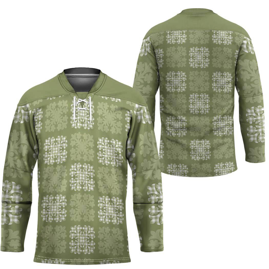 Vesuvian Green Palaka Quilt Hawaii Hockey Jersey Traditional Hawaii-plaid Pattern - Polynesian Pride