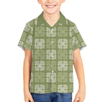 Vesuvian Green Palaka Quilt Hawaii Kid Hawaiian Shirt Traditional Hawaii-plaid Pattern LT14 Kid Vesuvian Green - Polynesian Pride