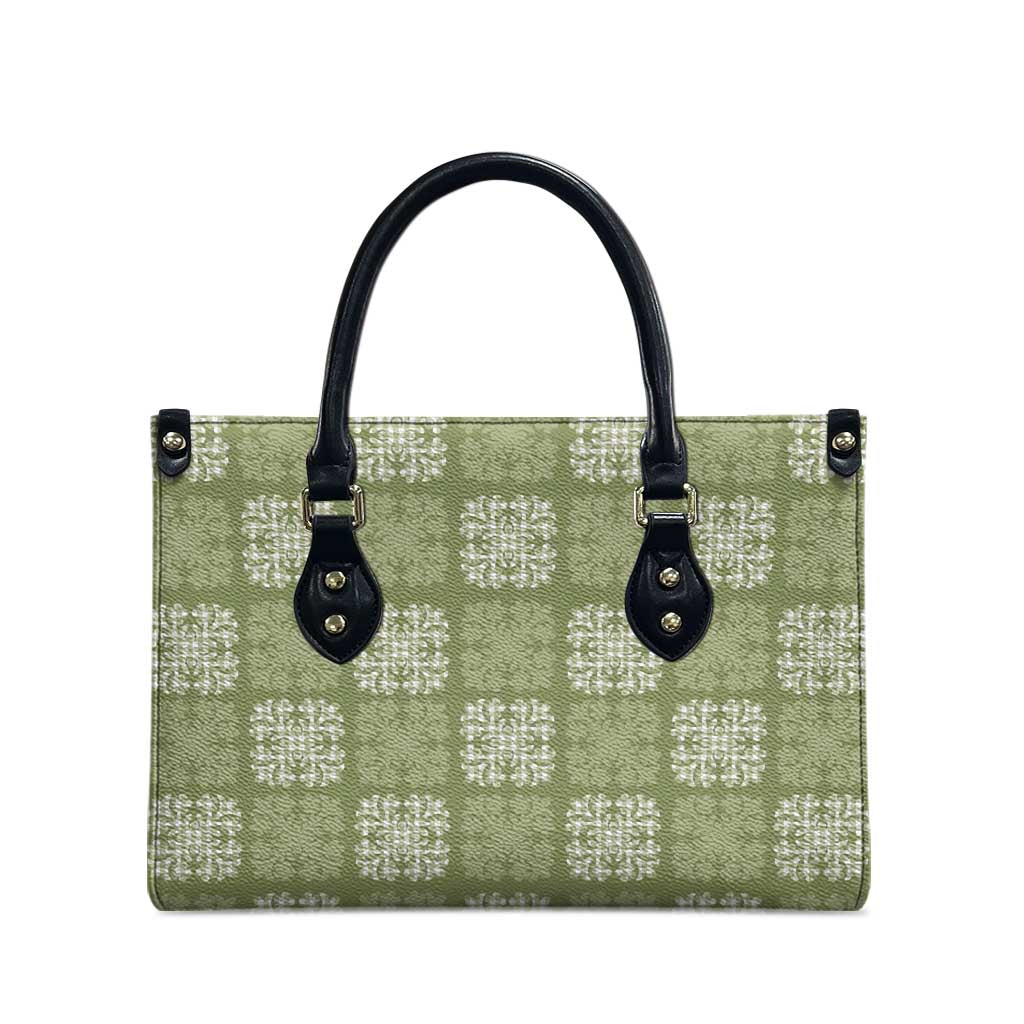 Vesuvian Green Palaka Quilt Hawaii Leather Bag Traditional Hawaii-plaid Pattern LT14 - Polynesian Pride