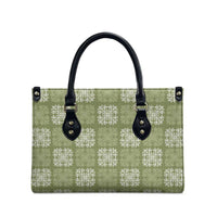Vesuvian Green Palaka Quilt Hawaii Leather Bag Traditional Hawaii-plaid Pattern LT14 - Polynesian Pride