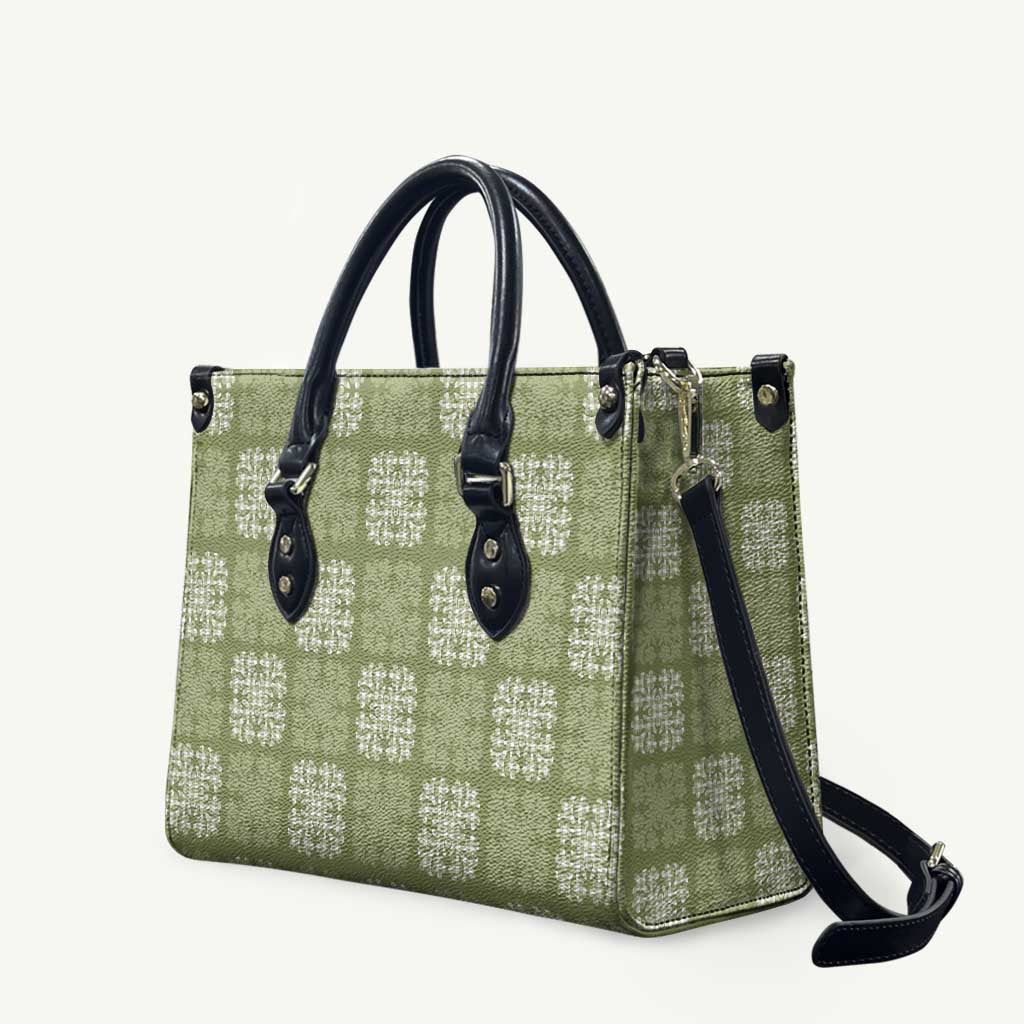 Vesuvian Green Palaka Quilt Hawaii Leather Bag Traditional Hawaii-plaid Pattern LT14 - Polynesian Pride