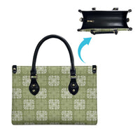 Vesuvian Green Palaka Quilt Hawaii Leather Bag Traditional Hawaii-plaid Pattern LT14 - Polynesian Pride