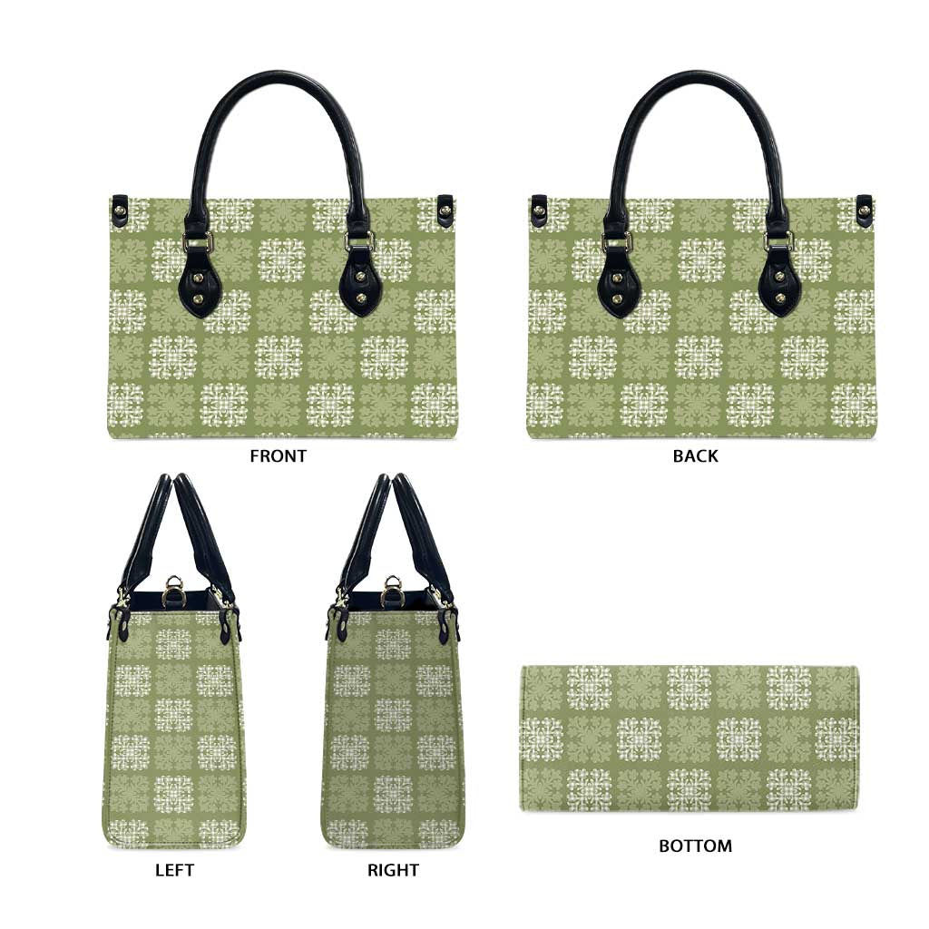 Vesuvian Green Palaka Quilt Hawaii Leather Bag Traditional Hawaii-plaid Pattern LT14 - Polynesian Pride