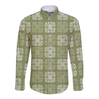Vesuvian Green Palaka Quilt Hawaii Long Sleeve Button Shirt Traditional Hawaii-plaid Pattern LT14 Unisex Vesuvian Green - Polynesian Pride