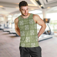 Vesuvian Green Palaka Quilt Hawaii Men Tank Top Traditional Hawaii-plaid Pattern - Polynesian Pride