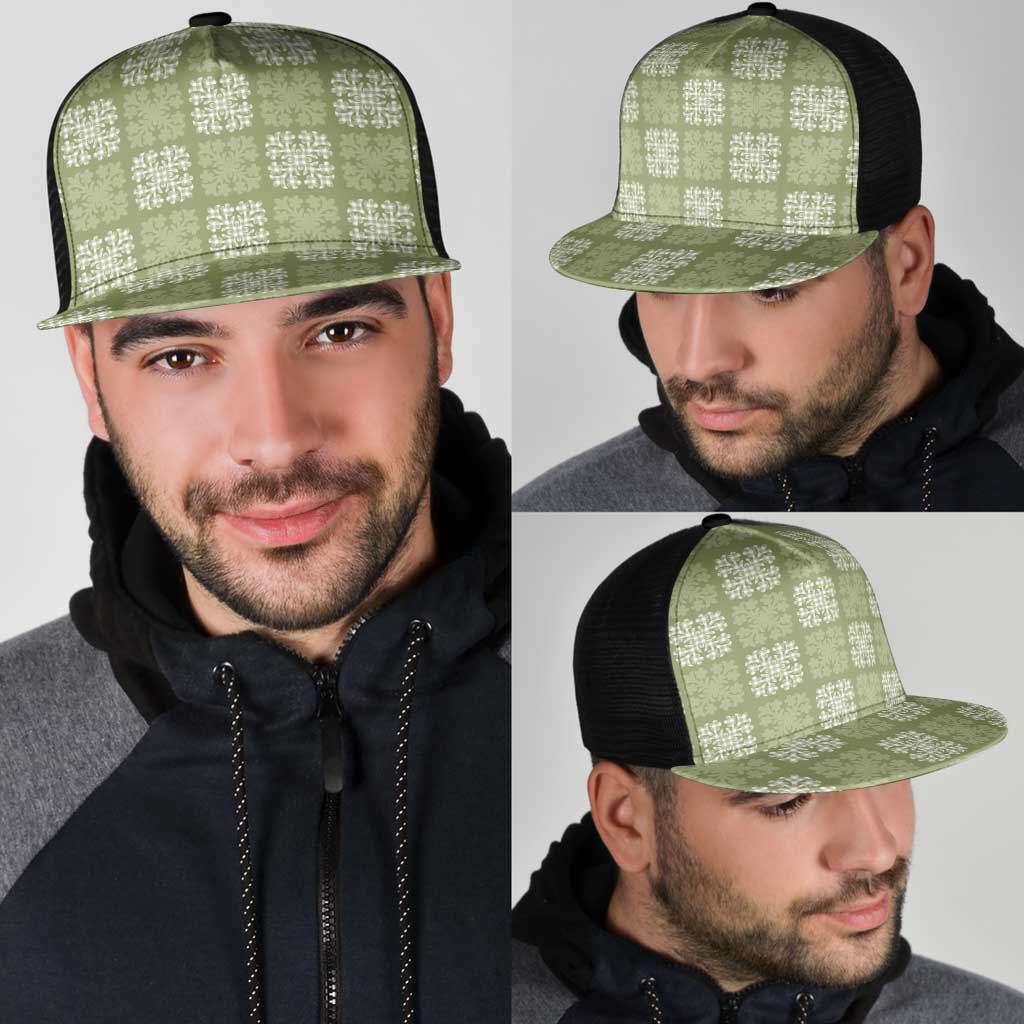 Vesuvian Green Palaka Quilt Hawaii Mesh Trucker Cap Traditional Hawaii-plaid Pattern LT14 - Polynesian Pride