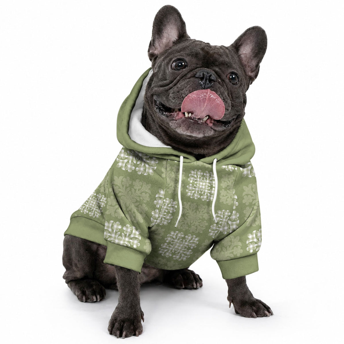 Vesuvian Green Palaka Quilt Hawaii Pet Hoodie Traditional Hawaii-plaid Pattern