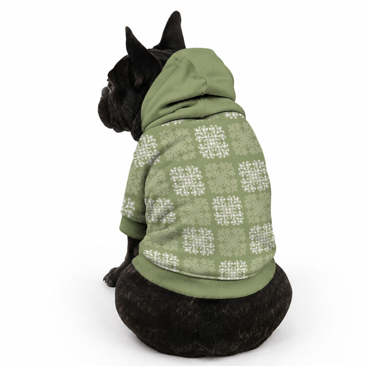 Vesuvian Green Palaka Quilt Hawaii Pet Hoodie Traditional Hawaii-plaid Pattern