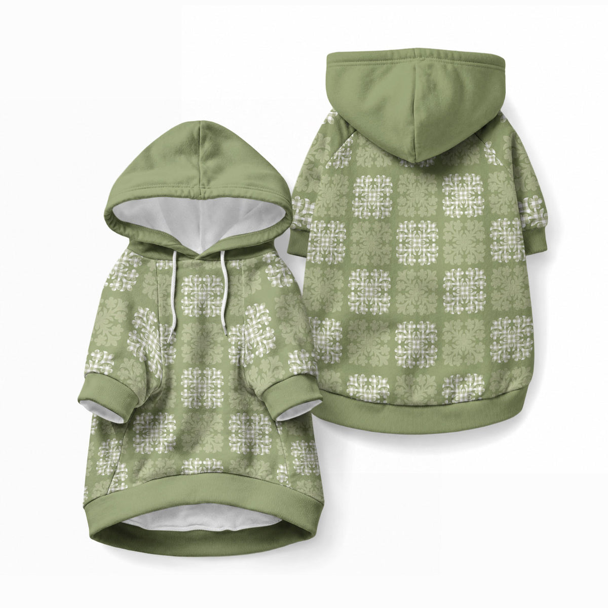 Vesuvian Green Palaka Quilt Hawaii Pet Hoodie Traditional Hawaii-plaid Pattern