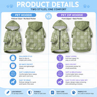 Vesuvian Green Palaka Quilt Hawaii Pet Hoodie Traditional Hawaii-plaid Pattern