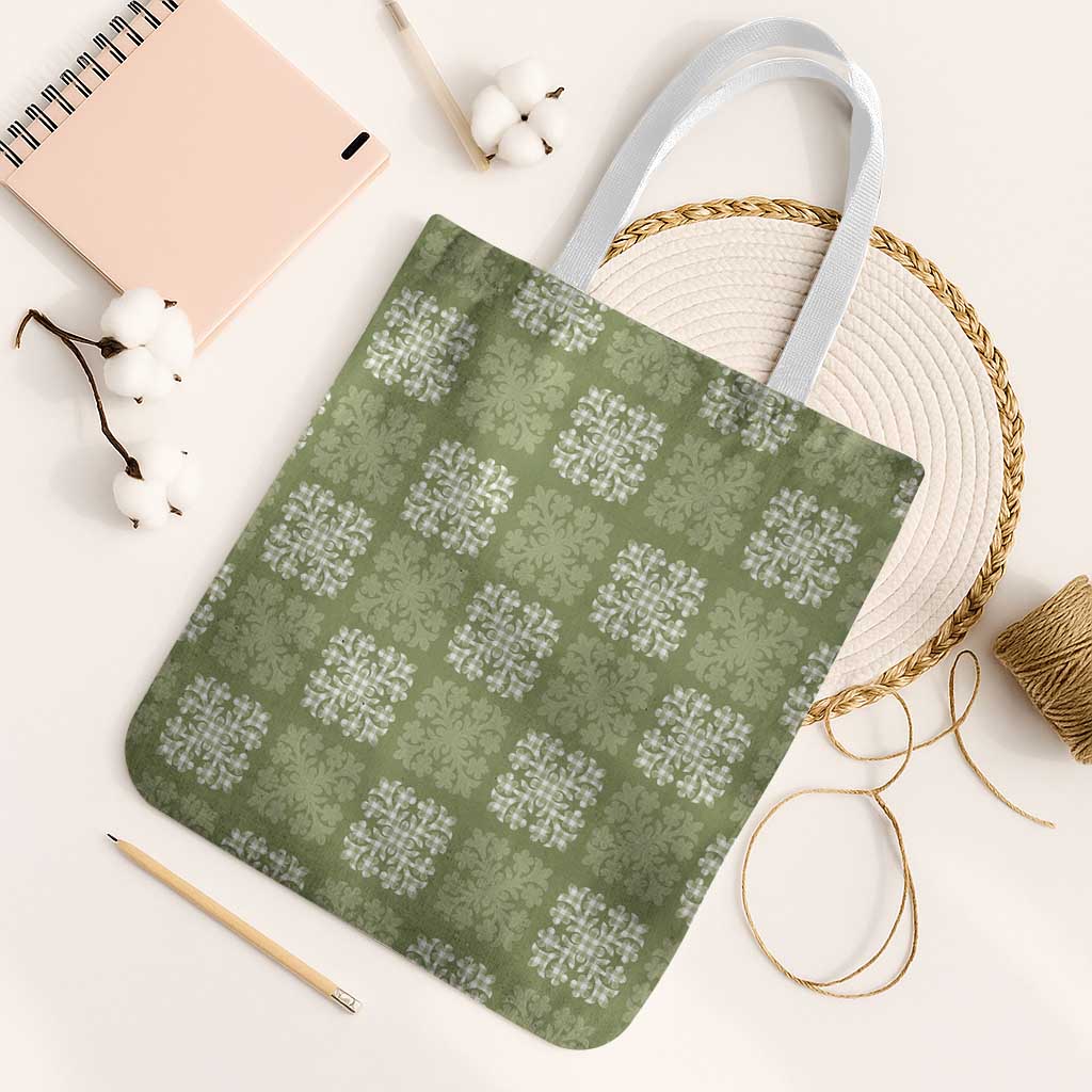 Vesuvian Green Palaka Quilt Hawaii Tote Bag Traditional Hawaii-plaid Pattern - Polynesian Pride