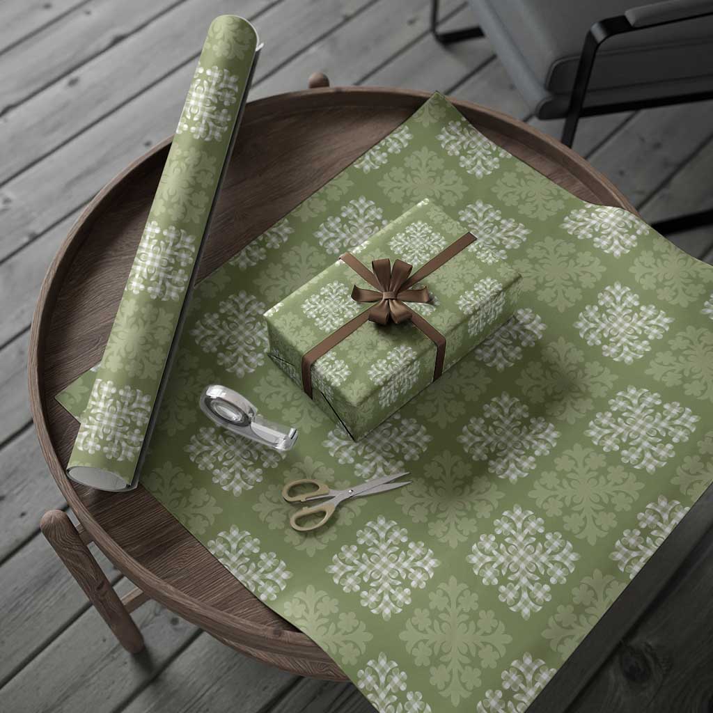 Vesuvian Green Palaka Quilt Hawaii Wrapping Paper Traditional Hawaii-plaid Pattern - Polynesian Pride