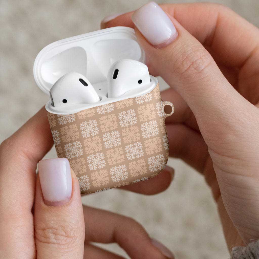Beige Palaka Quilt Hawaii AirPods Case Traditional Hawaii-plaid Pattern - Polynesian Pride