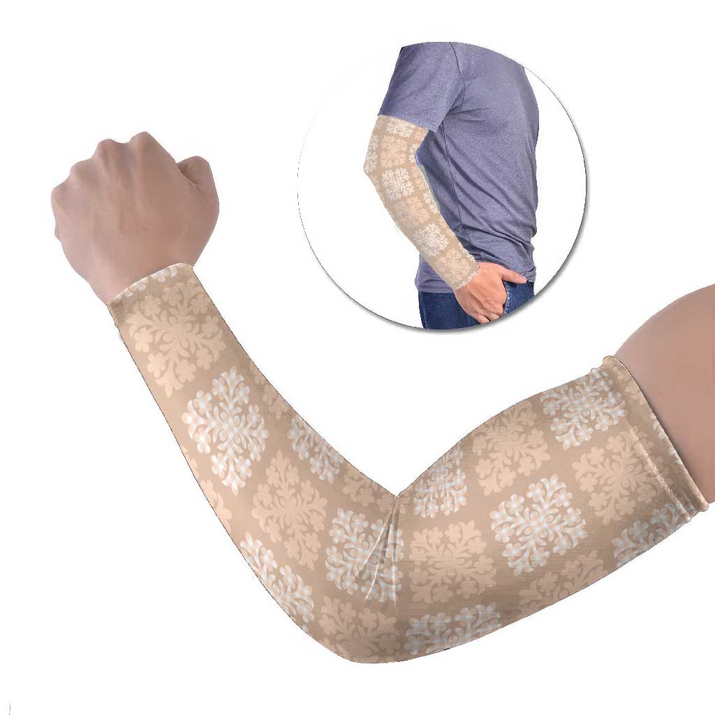 Beige Palaka Quilt Hawaii Arm Sleeves Traditional Hawaii-plaid Pattern - Polynesian Pride