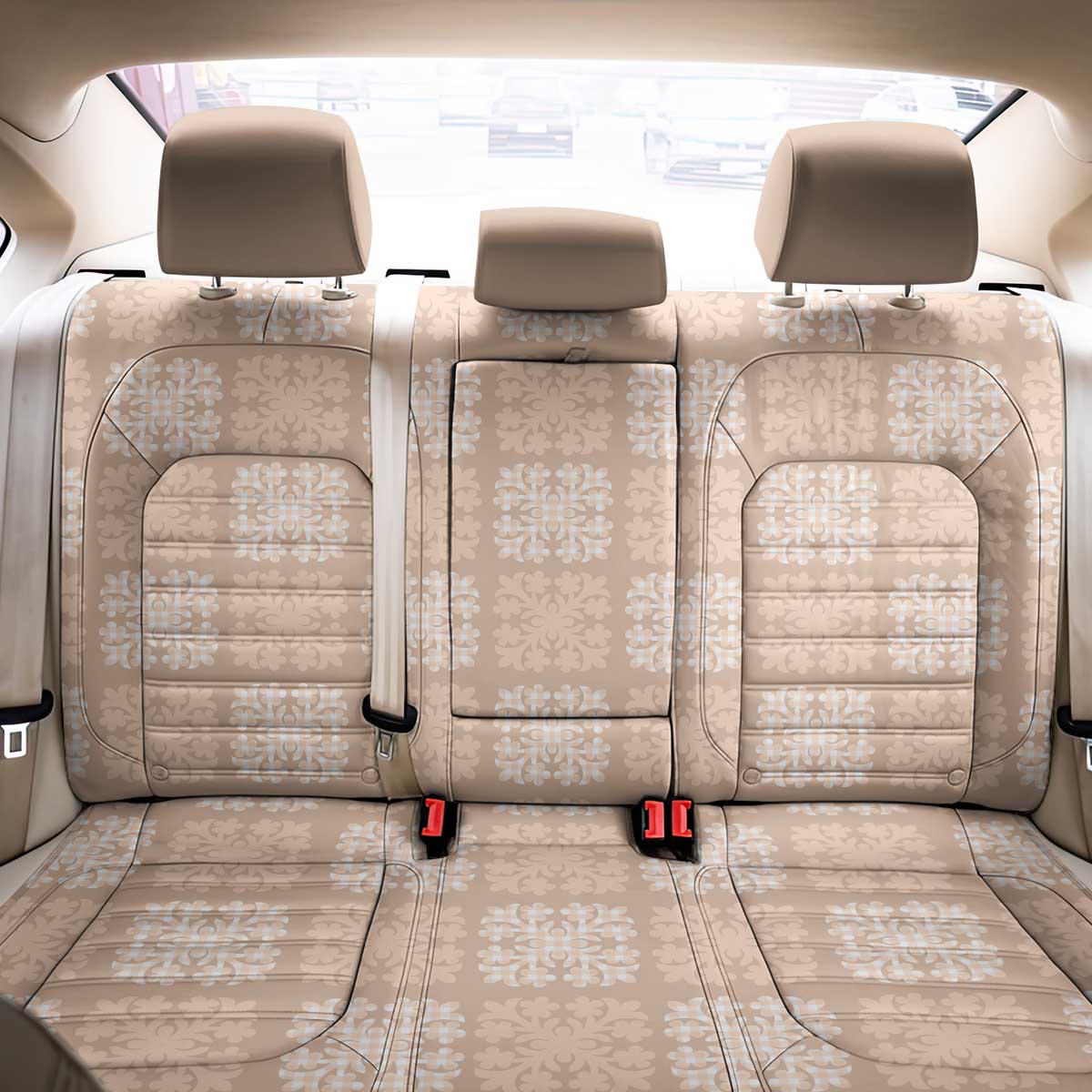 Beige Palaka Quilt Hawaii Back Car Seat Cover Traditional Hawaii-plaid Pattern - Polynesian Pride