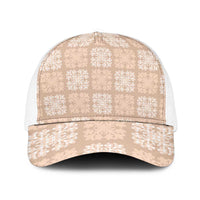 Beige Palaka Quilt Hawaii Baseball Net Cap Traditional Hawaii-plaid Pattern - Polynesian Pride