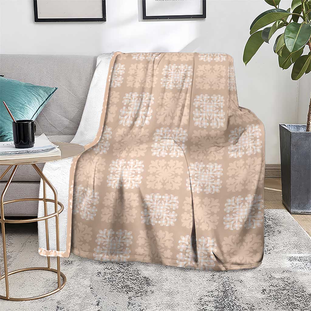 Beige Palaka Quilt Hawaii Blanket Traditional Hawaii-plaid Pattern - Polynesian Pride
