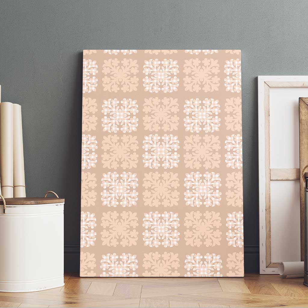 Beige Palaka Quilt Hawaii Canvas Wall Art Traditional Hawaii-plaid Pattern - Polynesian Pride