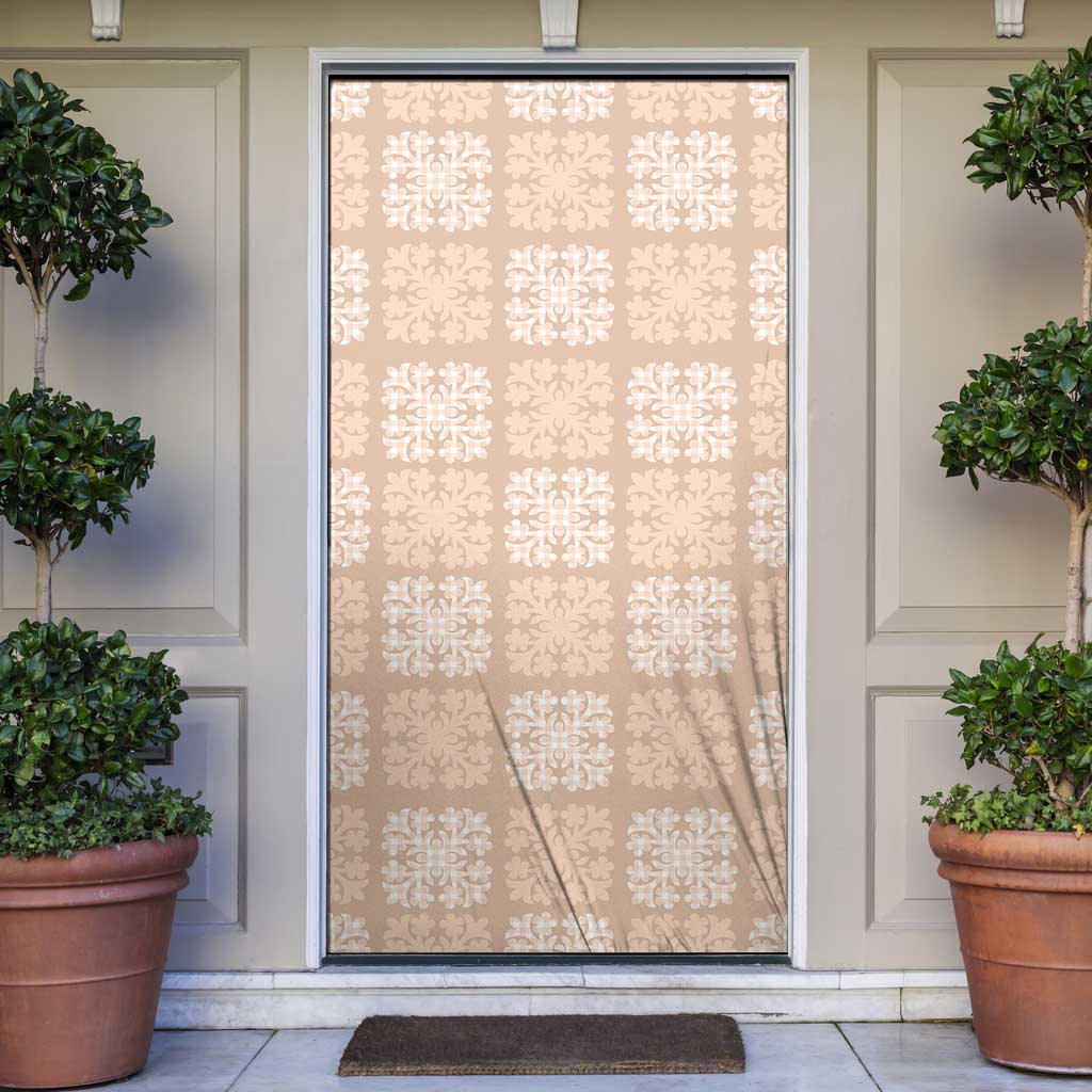 Beige Palaka Quilt Hawaii Door Cover Traditional Hawaii-plaid Pattern - Polynesian Pride