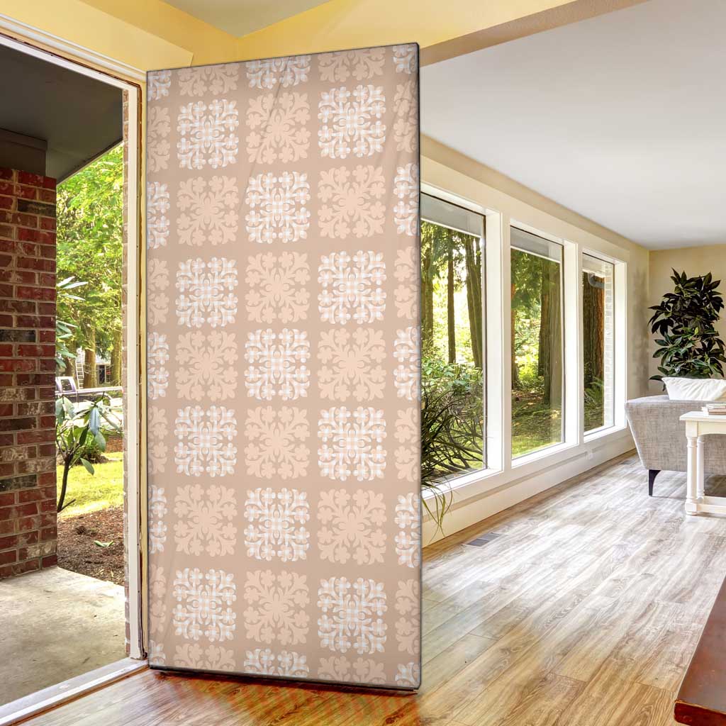 Beige Palaka Quilt Hawaii Door Cover Traditional Hawaii-plaid Pattern - Polynesian Pride