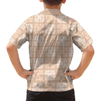 Beige Palaka Quilt Hawaii Family Matching Long Sleeve Bodycon Dress and Hawaiian Shirt Traditional Hawaii-plaid Pattern LT14 - Polynesian Pride