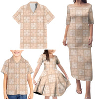 Beige Palaka Quilt Hawaii Family Matching Puletasi and Hawaiian Shirt Traditional Hawaii-plaid Pattern LT14 - Polynesian Pride