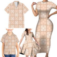 Beige Palaka Quilt Hawaii Family Matching Short Sleeve Bodycon Dress and Hawaiian Shirt Traditional Hawaii-plaid Pattern LT14 - Polynesian Pride