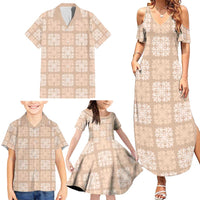 Beige Palaka Quilt Hawaii Family Matching Summer Maxi Dress and Hawaiian Shirt Traditional Hawaii-plaid Pattern LT14 - Polynesian Pride