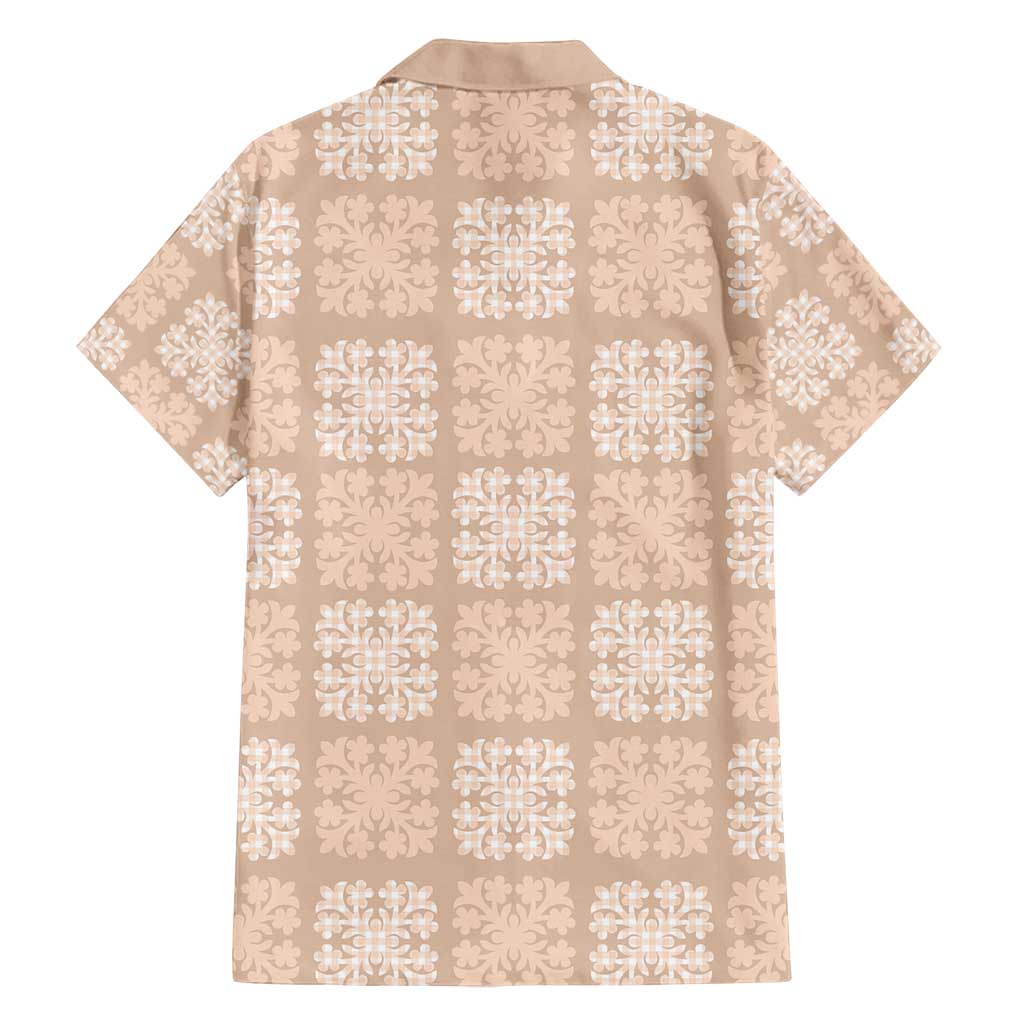 Beige Palaka Quilt Hawaii Family Matching Summer Maxi Dress and Hawaiian Shirt Traditional Hawaii-plaid Pattern LT14 - Polynesian Pride