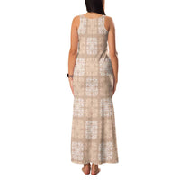 Beige Palaka Quilt Hawaii Family Matching Tank Maxi Dress and Hawaiian Shirt Traditional Hawaii-plaid Pattern LT14 - Polynesian Pride