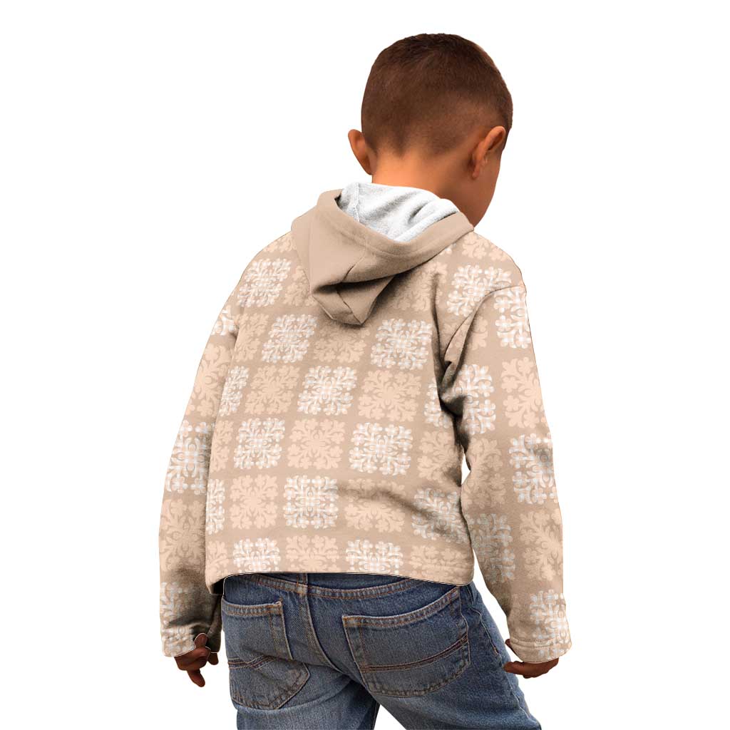 Beige Palaka Quilt Hawaii Kid Hoodie Traditional Hawaii-plaid Pattern - Polynesian Pride