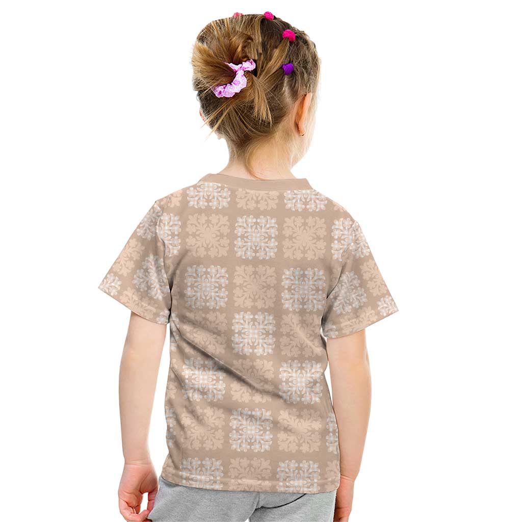 Beige Palaka Quilt Hawaii Kid T Shirt Traditional Hawaii-plaid Pattern - Polynesian Pride