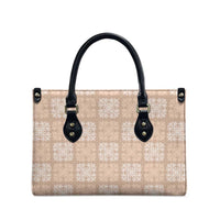Beige Palaka Quilt Hawaii Leather Bag Traditional Hawaii-plaid Pattern - Polynesian Pride
