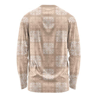 Beige Palaka Quilt Hawaii Long Sleeve Shirt Traditional Hawaii-plaid Pattern - Polynesian Pride