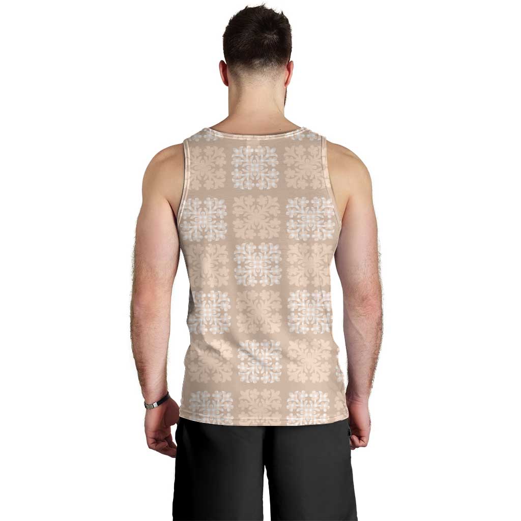 Beige Palaka Quilt Hawaii Men Tank Top Traditional Hawaii-plaid Pattern LT14 - Polynesian Pride
