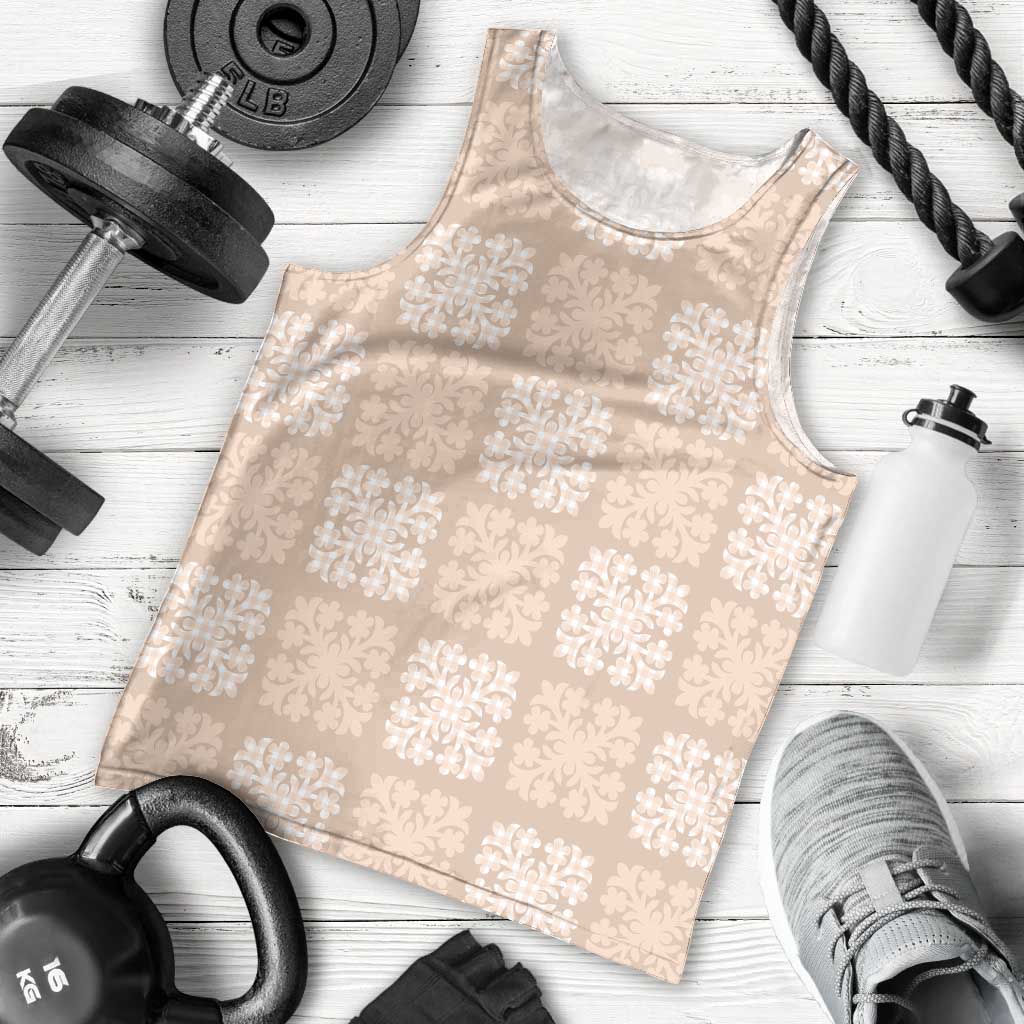 Beige Palaka Quilt Hawaii Men Tank Top Traditional Hawaii-plaid Pattern LT14 - Polynesian Pride