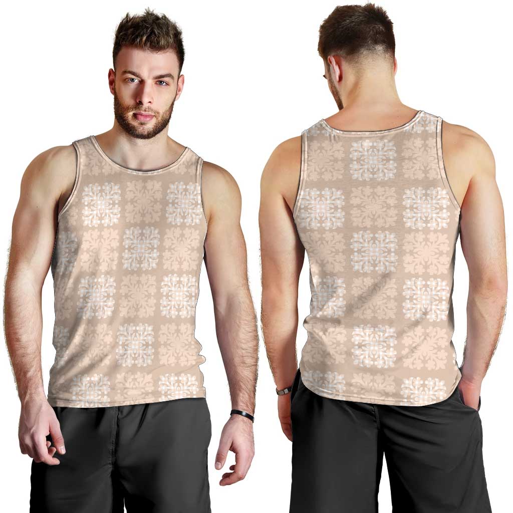 Beige Palaka Quilt Hawaii Men Tank Top Traditional Hawaii-plaid Pattern LT14 - Polynesian Pride